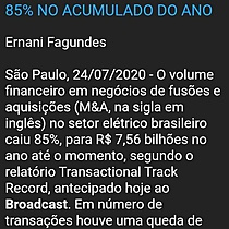 Investimento em negcios do setor eltrico recua 85% no acumulado do ano